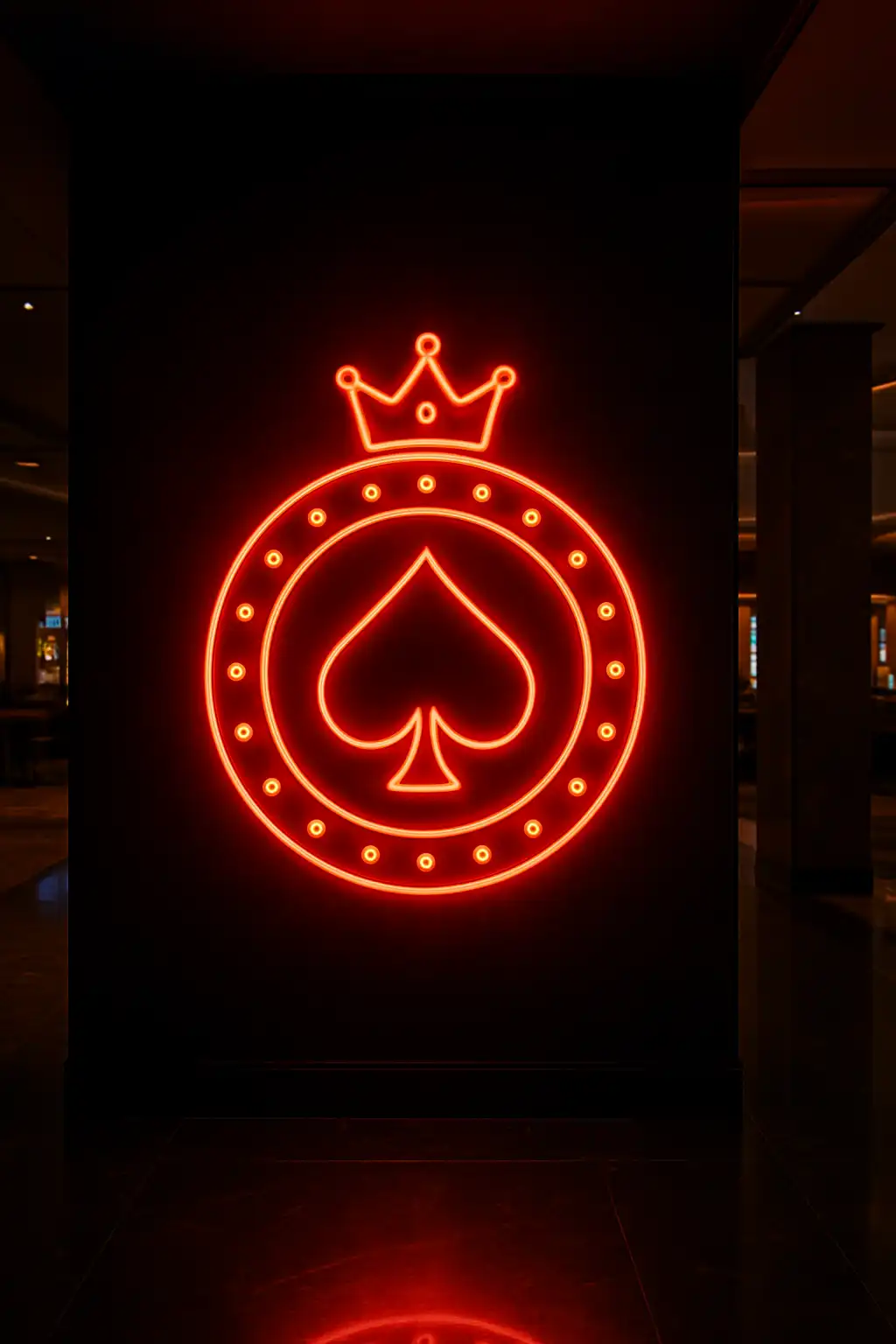 needforwin casino logo glowing in red neon against a black backdrop